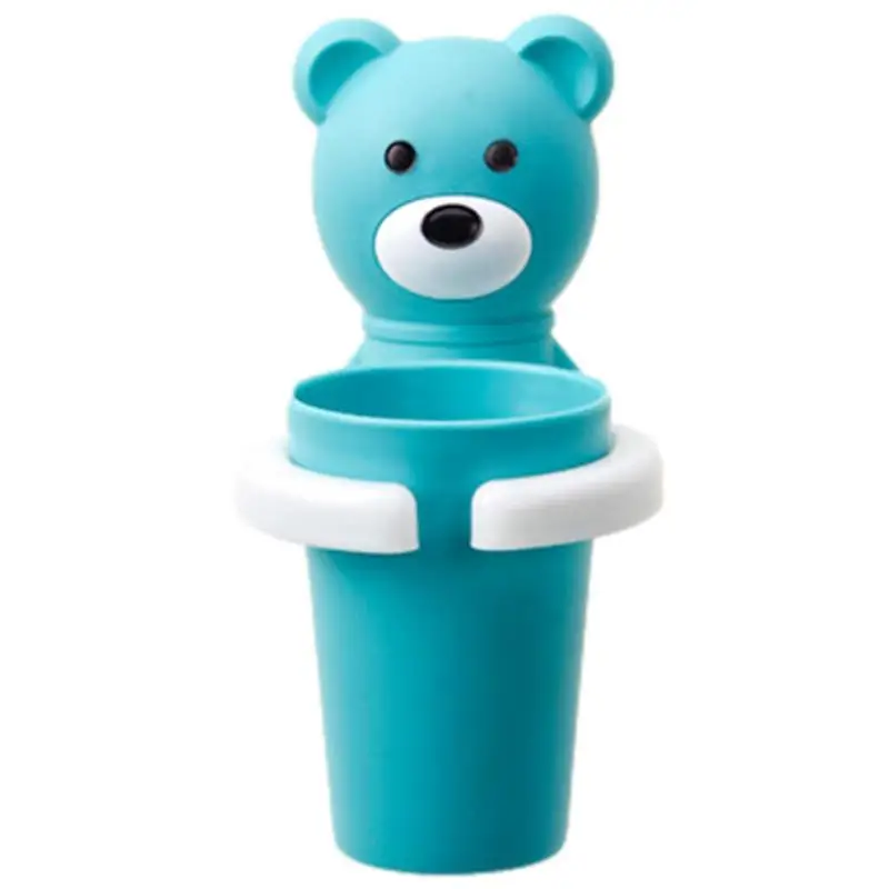 Cute Toothbrush Cup Rack Cartoon Kids Toothbrush Cup Holder With Rinse Cup Child Cute Bathroom Toothbrush Cup Holder Wall Mount