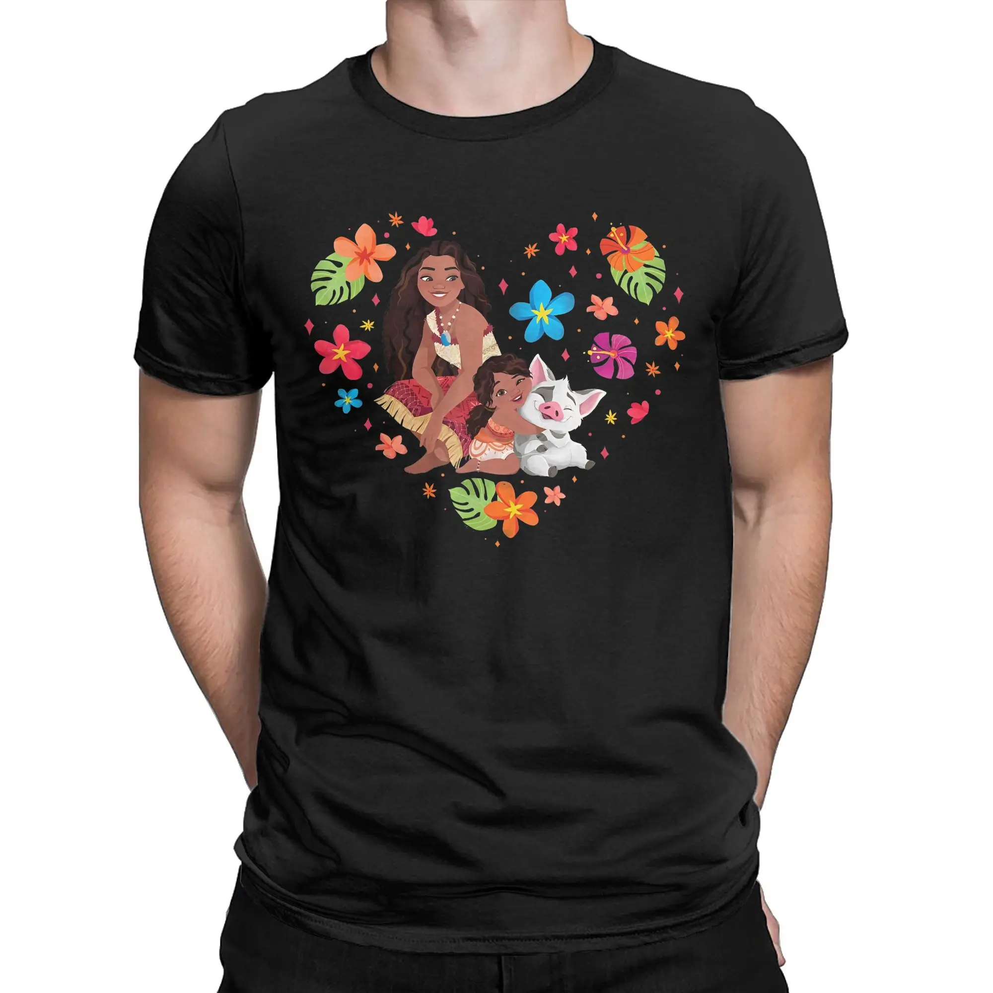 Moana 2 Simea and Pua Tropical Heart Sisters T Shirts Men's Cotton Novelty T-Shirts Princess Cartoon Tees Short Sleeve Tops