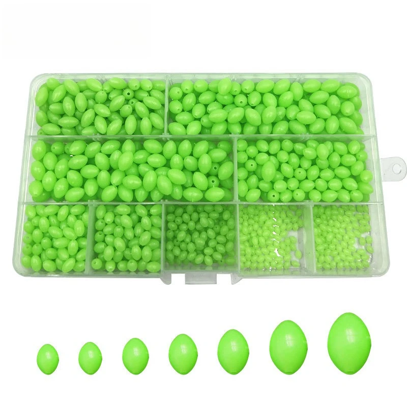 1500 Uds. Caja de cuentas de barrera elíptica Ya, barrera espacial, cuentas fluorescentes, cuentas luminosas de plástico, accesorios de equipo de pesca