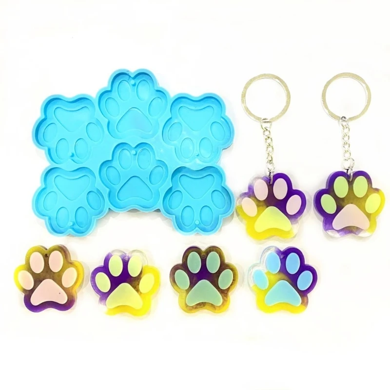 Pendant Silicone Mold Cat Paw Earring Mold For Craft DIY Necklace Keychain Crystal Epoxy Resin Casting Mould Jewelry Making Tool