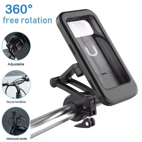 Waterproof Motorcycle Bike Mobile Phone Holder Support Universal Bicycle GPS 360&deg; Swivel Adjustable Motorcycle Cellphone Holder