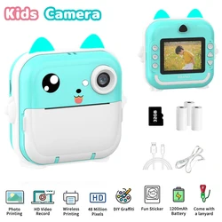 Kids Instant Camera,Selfie Digital Camera with 1080P Videos,Portable Travel Camera Toy for Children with Print Paper & 32G Card