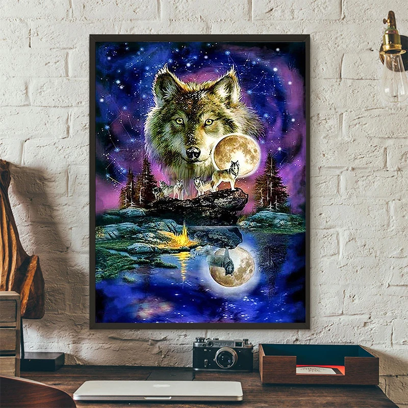 5D Diamond Painting Animal Wolf Totem Woon Wolf Pictures Diamond Mosaic Painting  DIY Creative Crafts Home Decoration Gifts