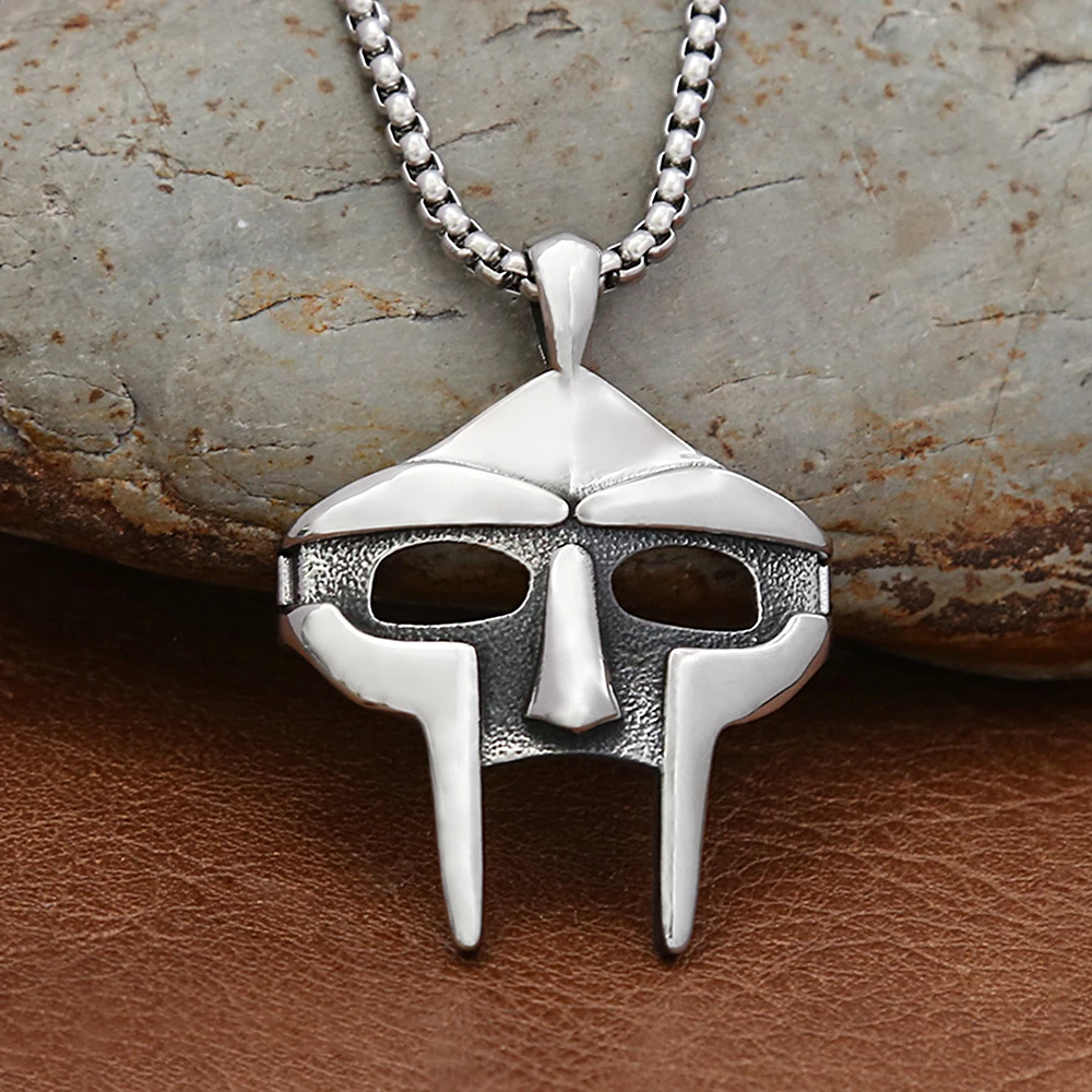 Fashion Vintage MF DOOM Mask Pendant Necklace Punk Hip Hop 316L Stainless Steel Skull Pendant for Men Jewelry Gift Dropshipping
