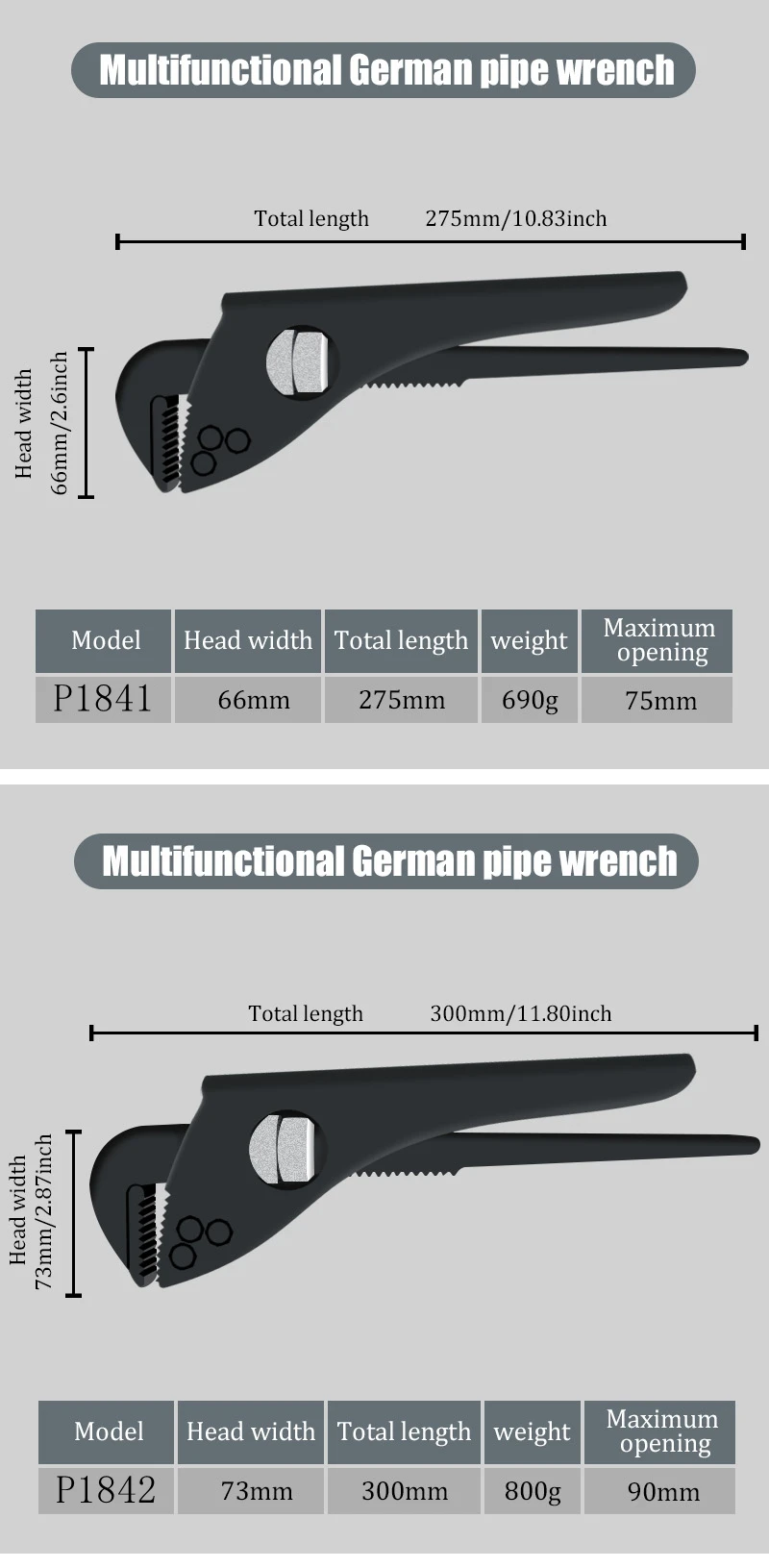 7/9/10.5/12 inch Pipe Pliers Steel Multifunction Adjustable Water Pipe Wrench Household Large Open End Spanner Repair Hand Tools