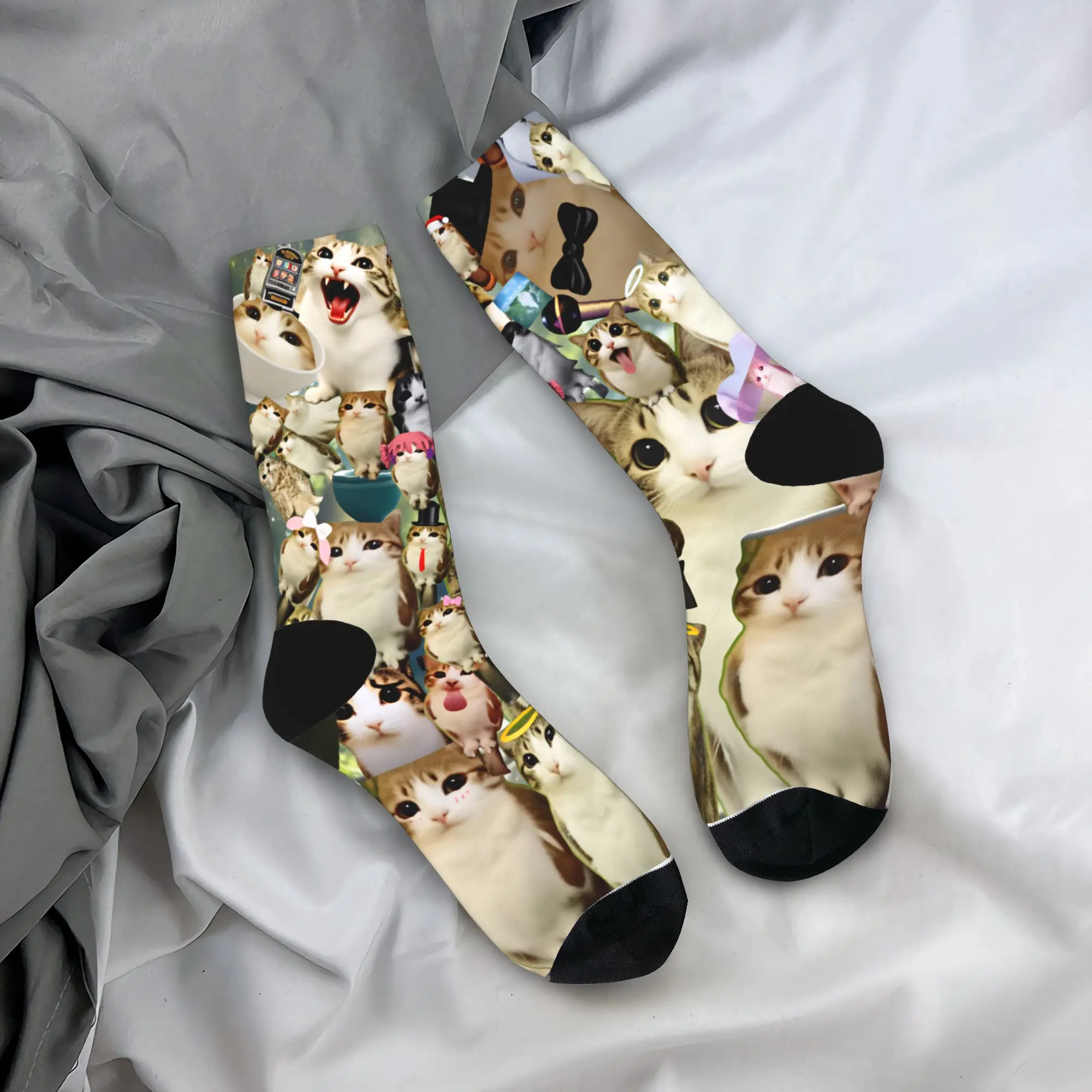 

Носки с колажем кошек Magical Meowl, повседневные носки, зимние нескользящие носки для взрослых мужчин, удобные уличные носки с узором