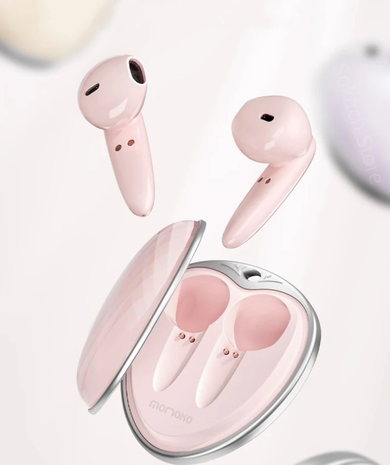 MOMOHO T15 Bluetooth Earphones True Wireless Charging High Sound Quality Noise Cancelling Heart-Shaped Necklace Headset For Girl