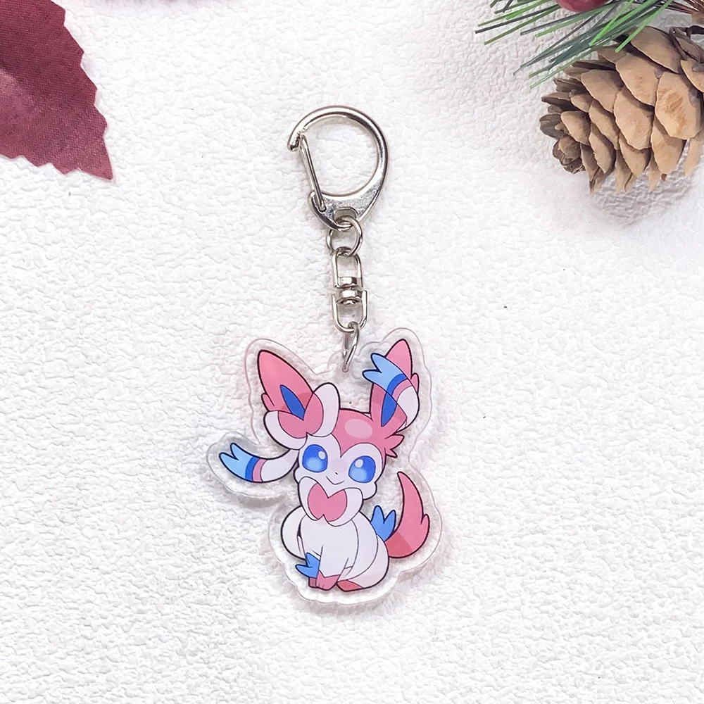 1/9 Stück Anime Pokémon Eevee Schlüsselanhänger Zubehör Acryl Niedliche Anhänger für Taschen Lustiger Schlüsselhalter Rucksack-Dekoration Geschenke – Detail 5