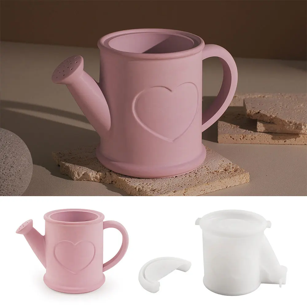Cute Flower Watering Kettle Plant Pot Casting Mold Garden Decor DIY Bird Crafts Small Car Dried Flower Container Plaster Mould