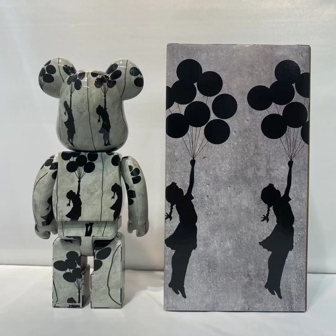 Bearbrick 400% Balloon Girl Classic Oil Painting Pattern Desktop Ornament 28cm Height Joint Can Rotate Gift Figure