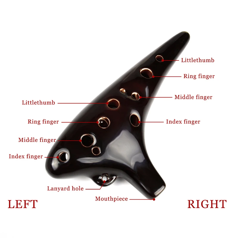 Soprano C Key Ocarina 12 Holes Brown Music Instrument Bright Glaze Chinese Woodwind Instrument