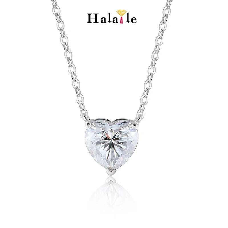 Halaile D Color 4CT Moissanite S925 Sterling Silver Love Heart Pendant Necklace with GRA Women Sparkling Neck chain Fine jewelry