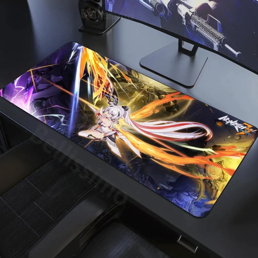 Fashion Large Desk Pad Game Honkai Impact 3 Kiana Kaslana Mouse Pad Herrscher of the Void Mousepad Rubber Lock Edge Mouse Mat