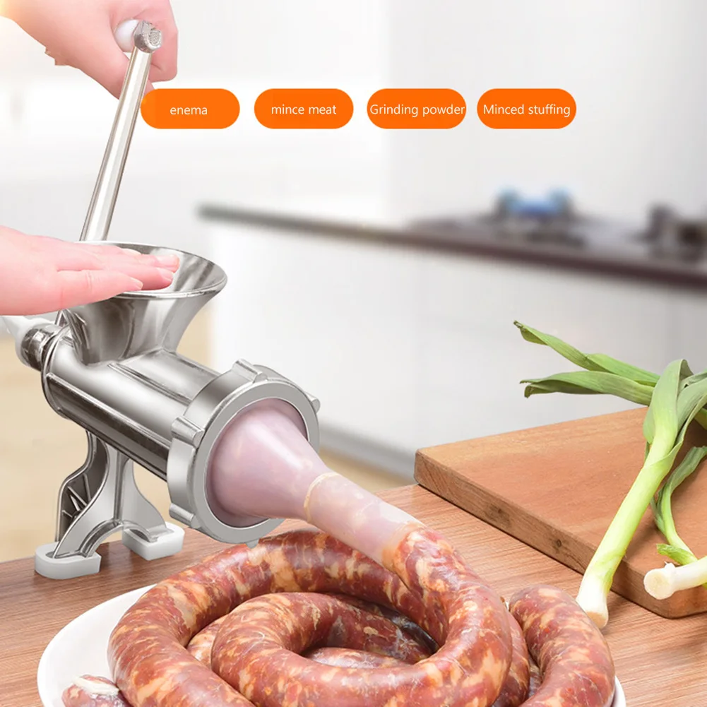 

Stainless Steel Manual Meat Grinder Hand Crank Meat Grinding Machine Sausage Stuffer Filler Household Pork Mincer Sausage Maker