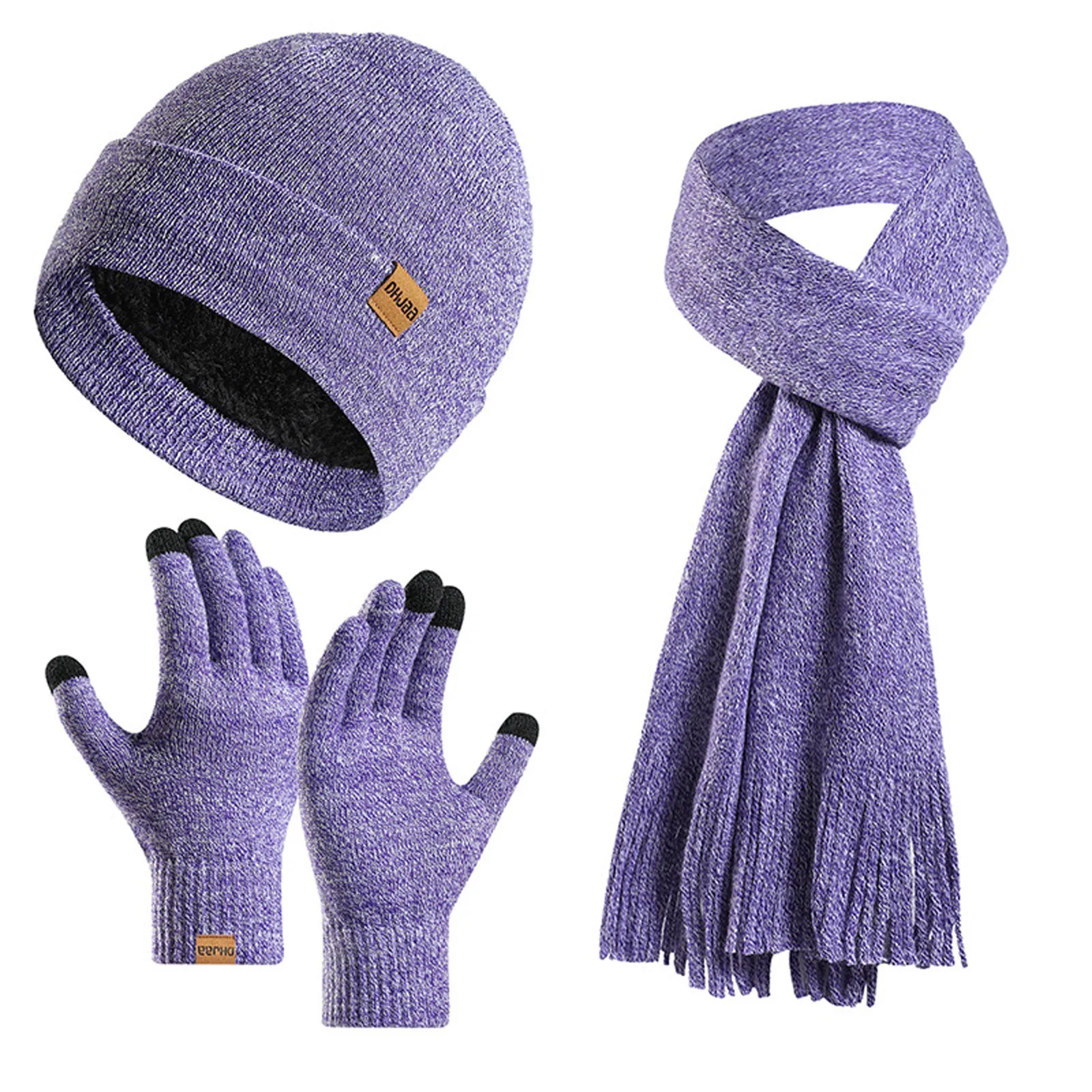 

Three-piece Knit Hats Scarf Gloves Set Autumn Winter Warm Fashion Hat Women Men Cap Thick Wool Fashion 3pcs Sets Solid Color