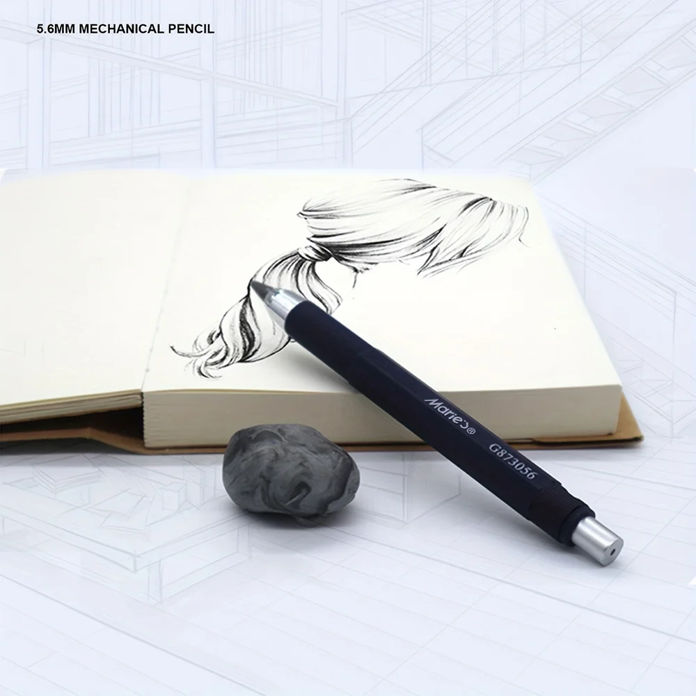 5,6mm Mechanischer Druckbleistift mit Automatischer Kupplung, Bleistifthalter für Künstler und Handwerker, Inklusive 6 Stück 8B-Ersatzminen, S – Detail 6