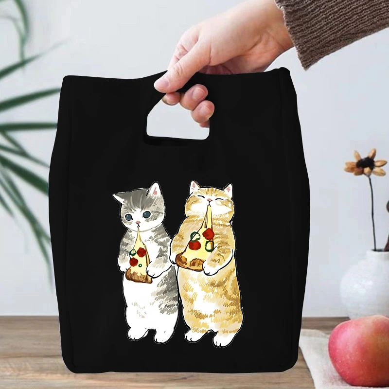 Cartoon Anime Cat Series Insulated Lunch Box Handbags Insulation Cooler Bento Pouch School Student Office Women Men Lunch Bag