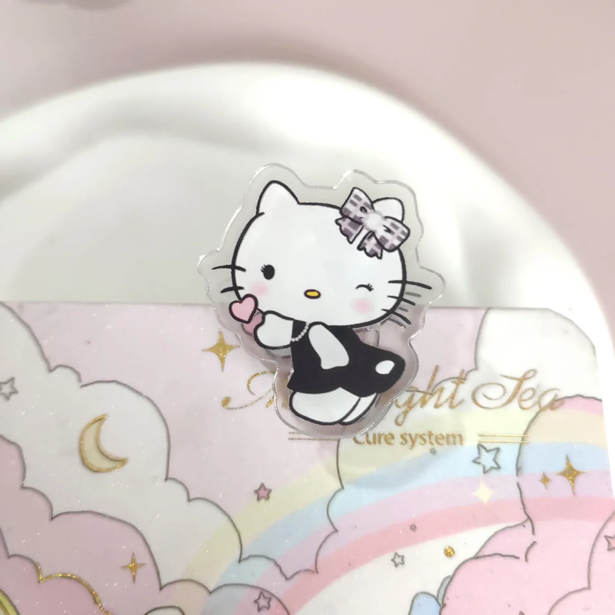 Sanrio Acryl Pp Clip Hello Kitty Cinnamoroll Kuromi Transparante Geurige Creatieve Collectie Clip Paperclip Notitie Clip Cadeau