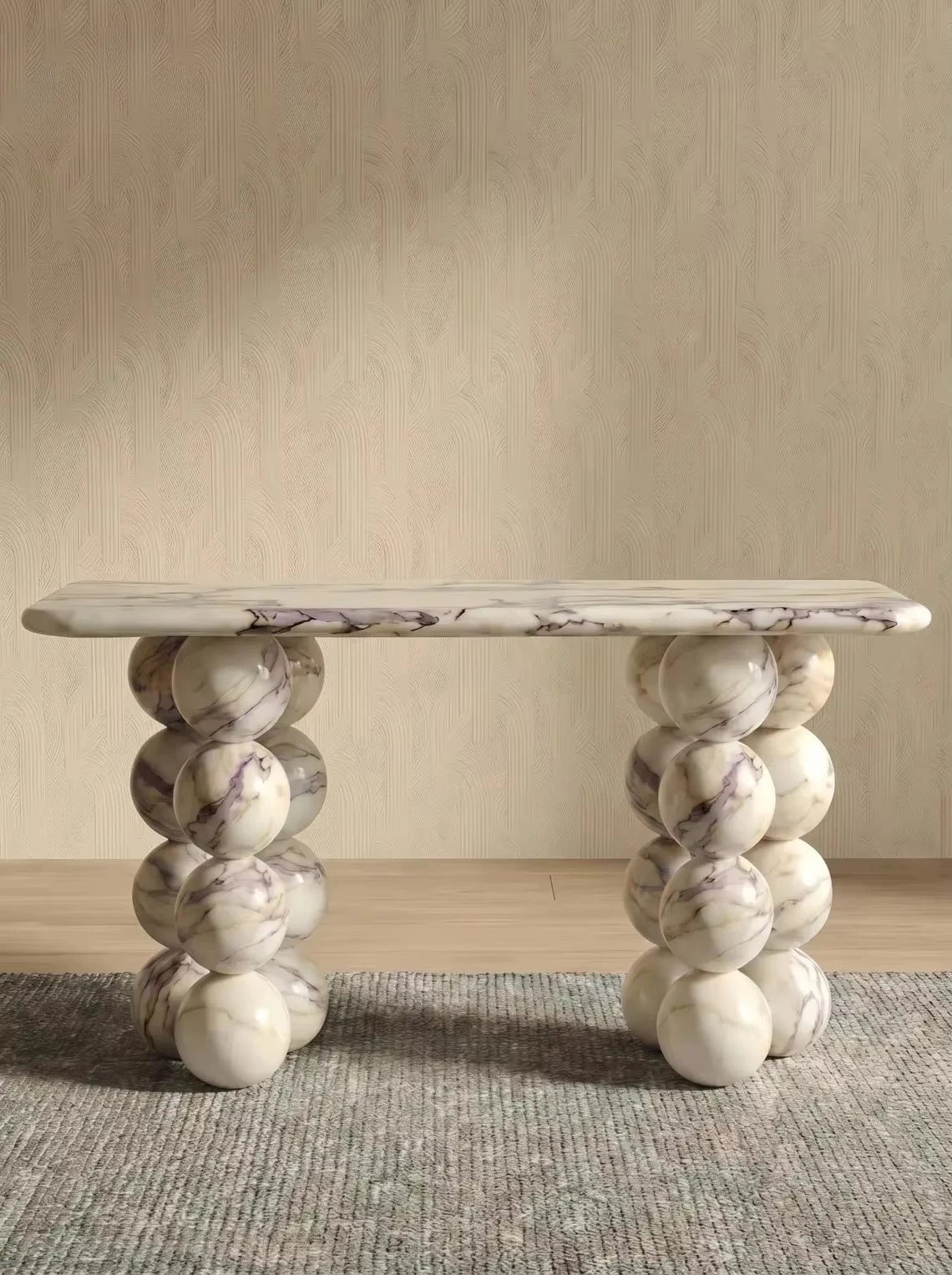 Elegant Italian Calacatta Viola Marble Entryway Table Unique Natural Stone Console for Modern Luxury Residence