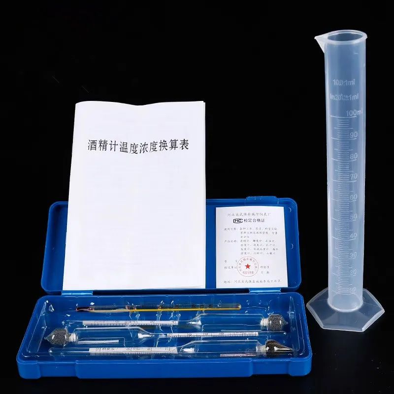 Alcohol Meter Hydrometer Thermograph Usedto Test alcohol level For Homebrewing distillation With Groduated cylinder