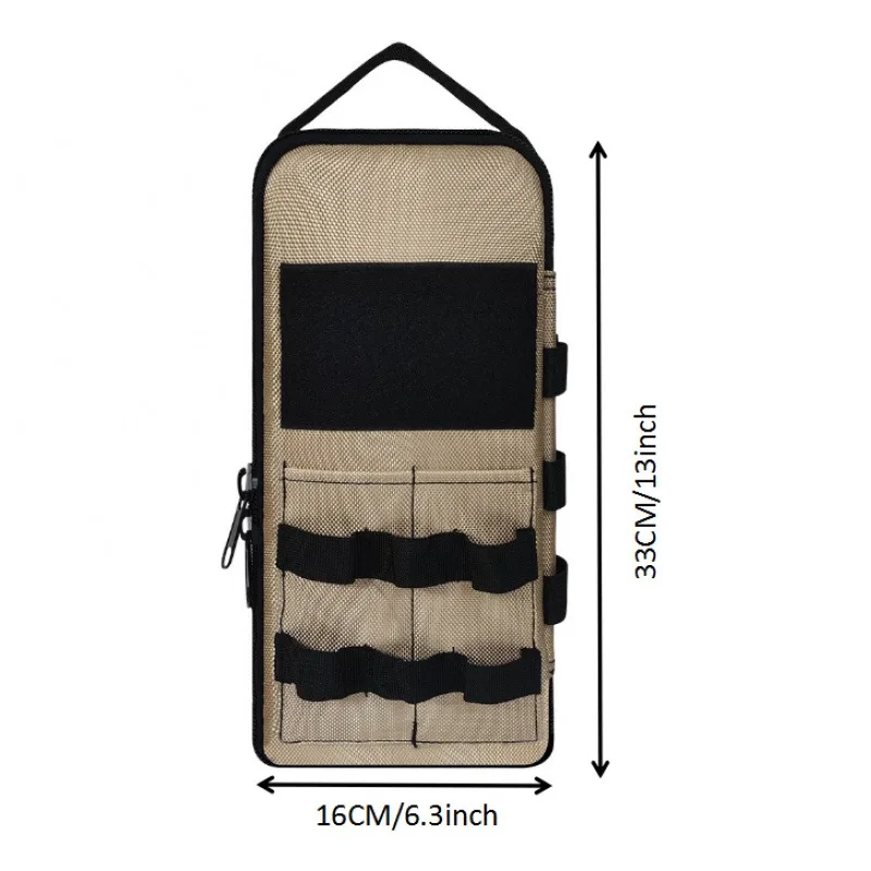 Sac à outils robuste, organisateur d'outils tactique, sac portable pratique multi-poches avec mousqueton et cordon rétractable