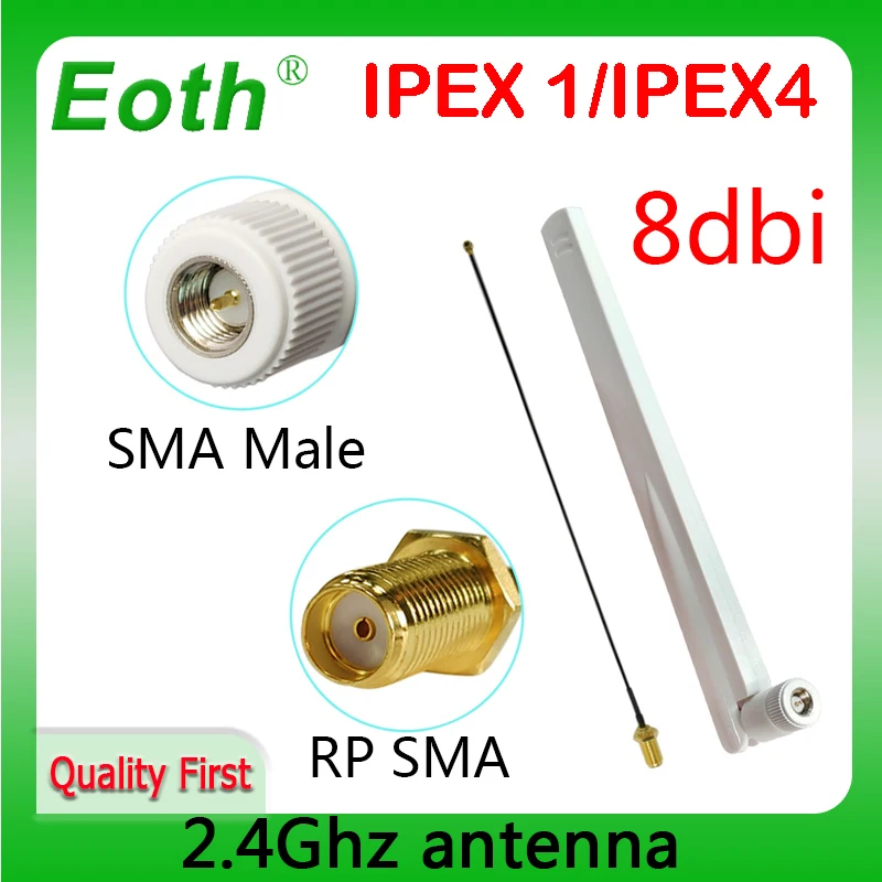 

EOTH 2,4g антенна 8dbi sma Мужская wlan Wi-Fi 2,4 ГГц антенна IPX ipex 1 SMA Женский Удлинительный кабель косичка iot ميمو مو 4g 5g السالسالسالس