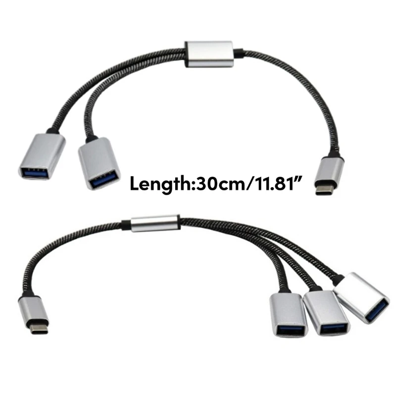 1pc Multi Charging Cable USB C Splitter Cable 2/3 in 1 Fast Charging Cord with 2/3 USB 2.0 Female Port for Phone Tablet