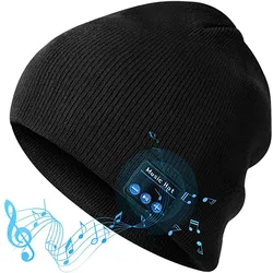 Bluetooth Earphone Music Hat Winter Wireless Headphone Cap Headset Mic Outdoor Cycling Hiking Knitted Hat For Phone Smart Device