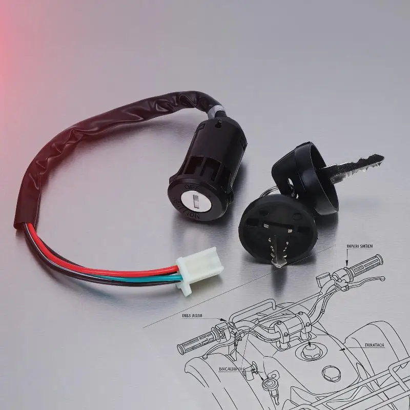 Universal Motorcycle ATV Ignition Switch 4 Wires with 2 Keys Fit 50CC-250CC Dirt Bike Motorbike