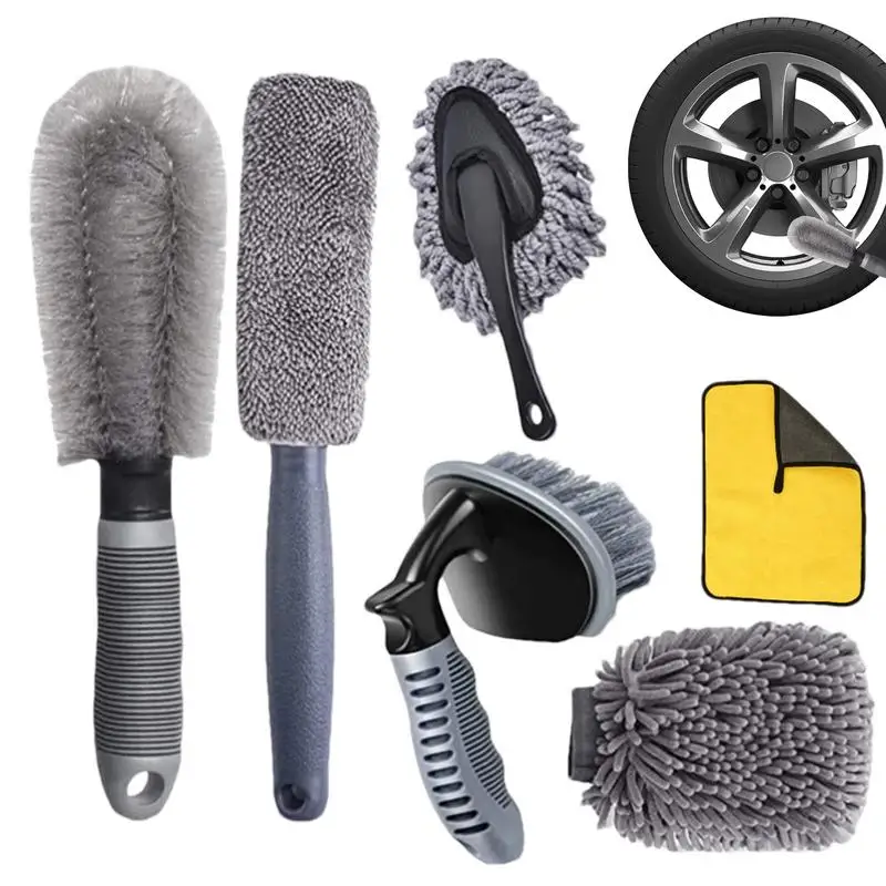 

6pcs Car Wash Cleaning Kit Tools Vehicle Detailing and Paint Care Kit Complete Auto Detailing Brush Set Car Cleaning Accessories