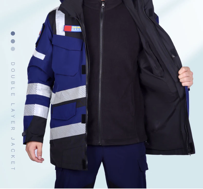 Winter Three-In-One Emergency Rescue Clothing Storm Jacket Jacket Cotton Jacket Waterproof Warm Work Clothes