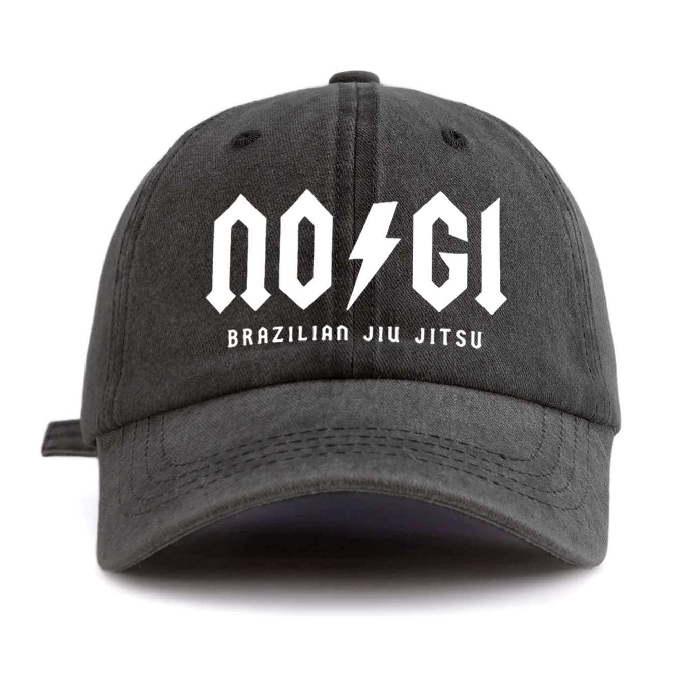 NO GI Brazilian Jiu Jitsu Printed Unstructured Baseball Cap Washed Black Soft Top BJJ Martial Arts Dad Hat