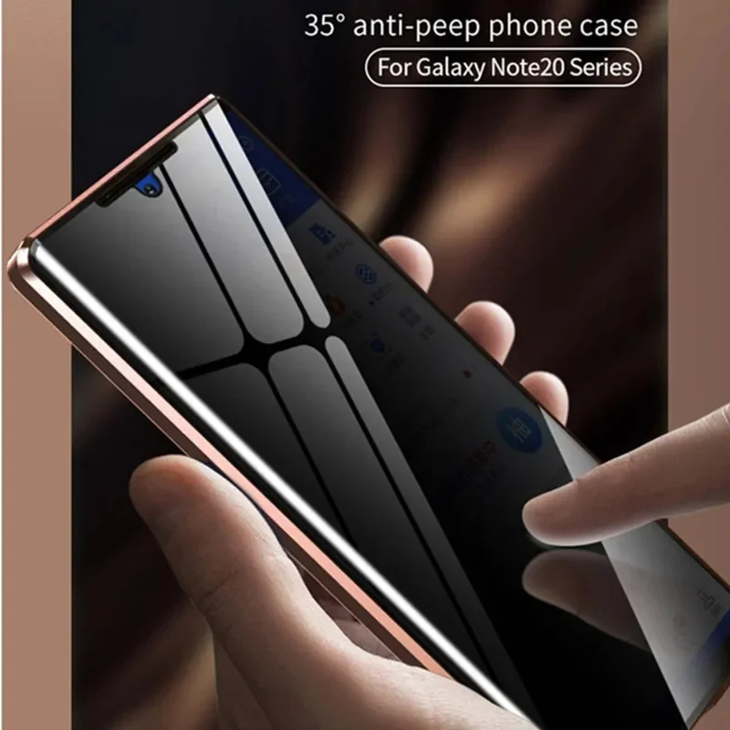 

Lens Protection Anti Peeping Privacy Tempered Glass Case For Samsung Galaxy S26 S25 S22 Plus S24 S23 Ultra Metal Magnetic Cover