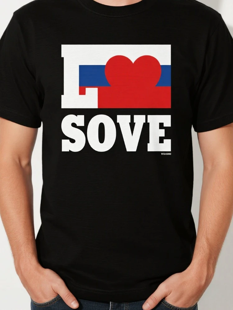 

Russian Flag Love Gift Souvenir T-Shirt 100% Cotton O-Neck Short Sleeve Summer Casual Mens T-shirt Streetwear
