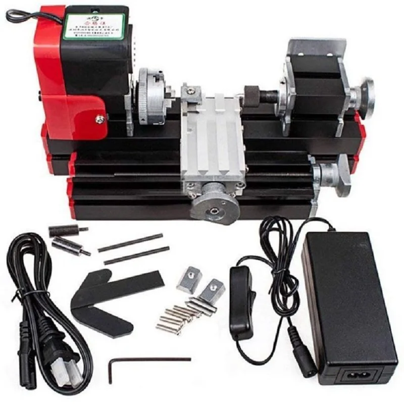 Mini Wood Lathe 12V DC 2A 24W Multi-purpose 20000rpm Metal Rotating Lathe Machine Woodworking Tool DIY Tool
