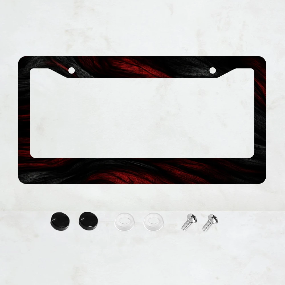 

1 шт. рамка для номерного знака с 2 отверстиями, красно-черная, с меховым декором, алюминиевая, 6x12 дюймов, с винтами, стандартный размер для США, Канады, Мексики