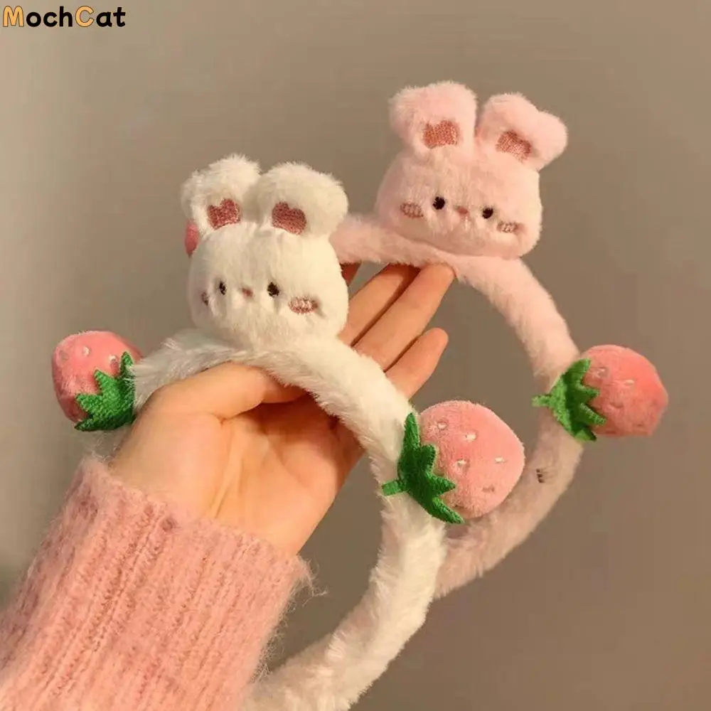 

Lovely Plush Cartoon Headband Hair Accessories Hairbands Strawberry Bear Hair Hoop Headpiece Korean Style Cute Hair Hoop Outdoor