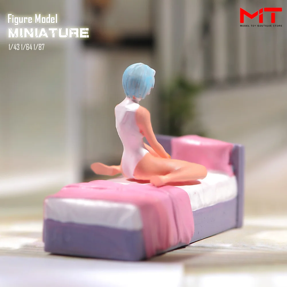 Miniatures Figurine 1/87 1/64 1/43 1/24 Anime Beauty Girl Sitting Figures Model Creative Photography Scene Props Toy