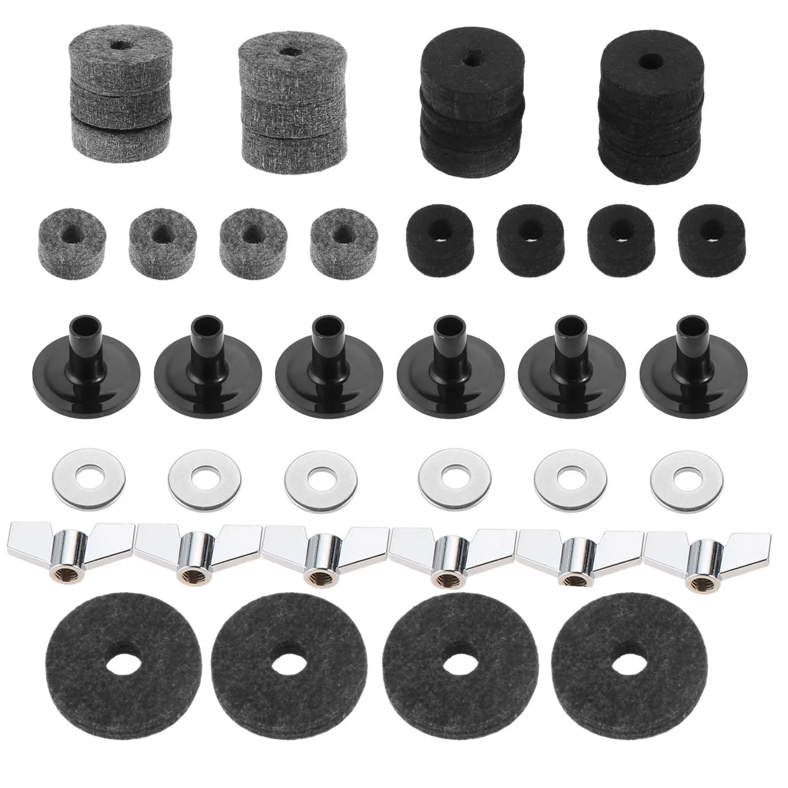 21 Pcs/set Cymbal Felts Hi-Hat Clutch Felt Hi Hat Cup Felt Cymbal Stand Sleeves with Base Wing Nuts and Cymbal Washer for Drum