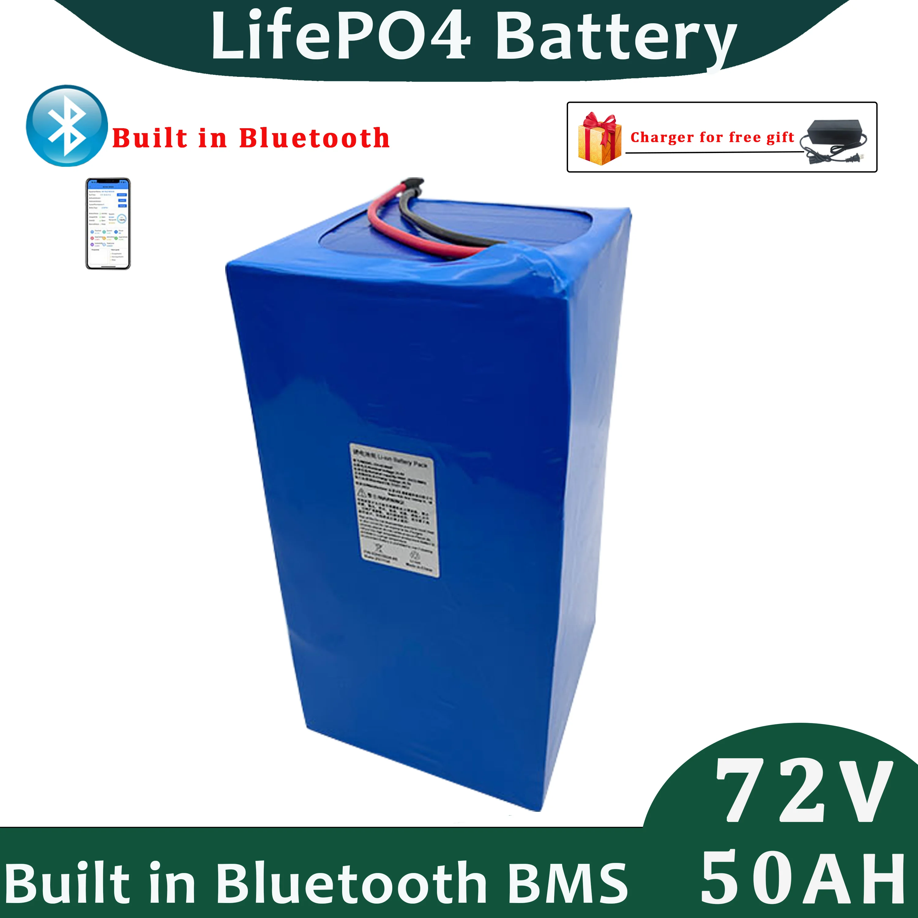 LFP Battery Pack 72V 50Ah LifePO4 Battery With 10A Charger For Electric Golf Cart