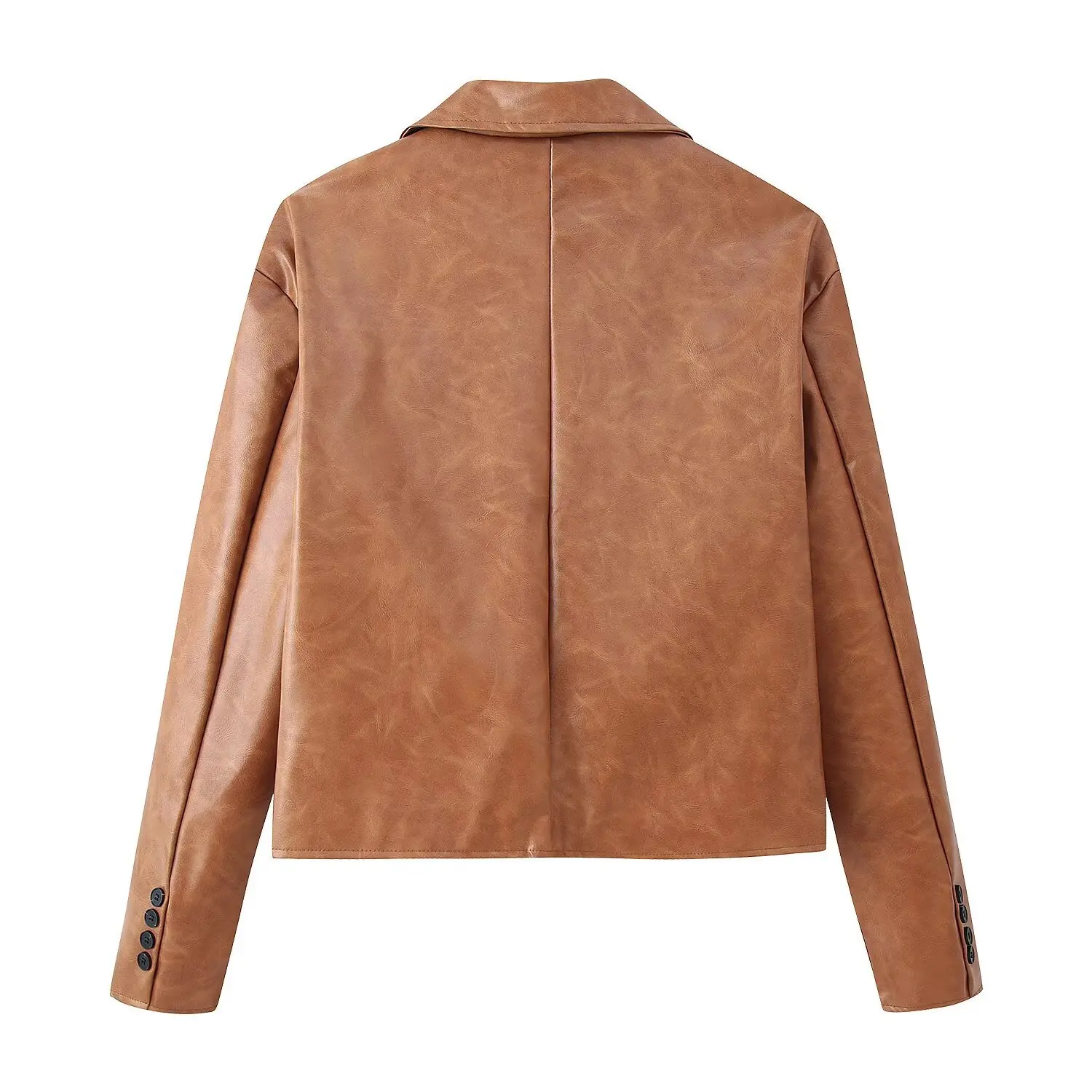 KIDCRKJ 2026 봄 여성 인조 가죽 코트 스플라이스드 라펠 칼라 버튼 여성용 모터사이클 재킷 캐주얼 다용도 여성 아우터웨어