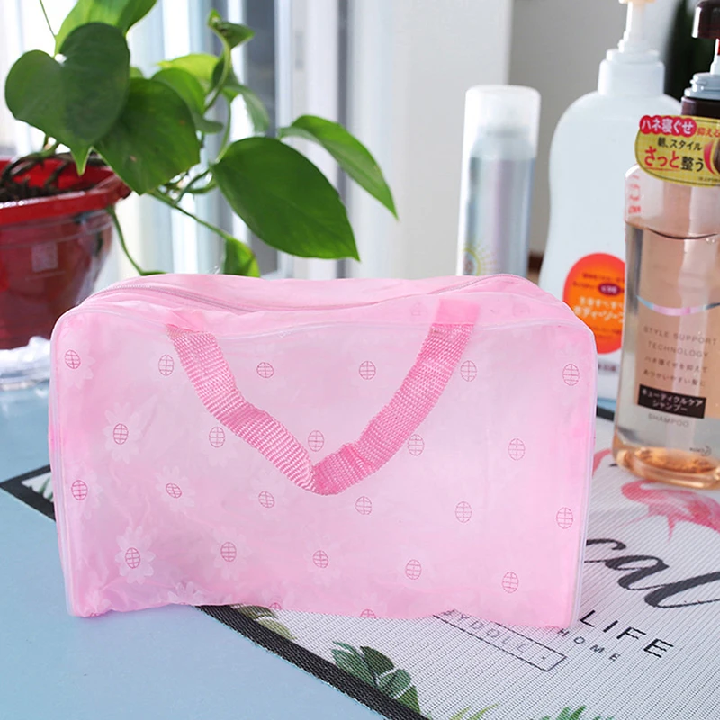 1Pc PVC Transparent Cosmetic Bag Clear Makeup For Women Girl Waterproof Zipper Beauty Case Travel Toiletry Bags Handbag