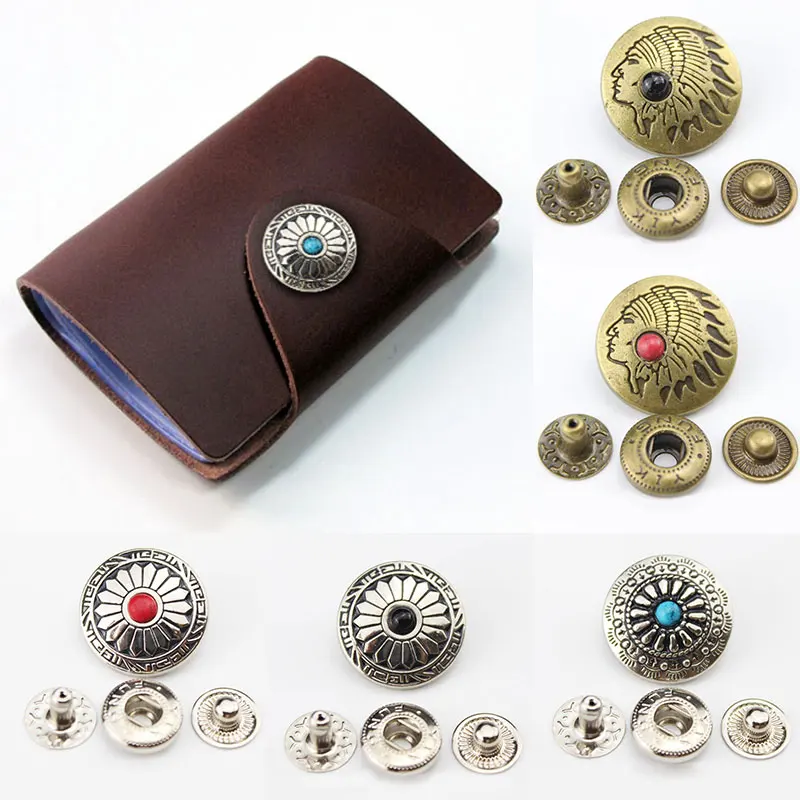 

1Set Button Alloy Copper Snap Vintage Button For Handbags Jeans Leather Craft Supplies Snap Button DIY Sewing Accessories