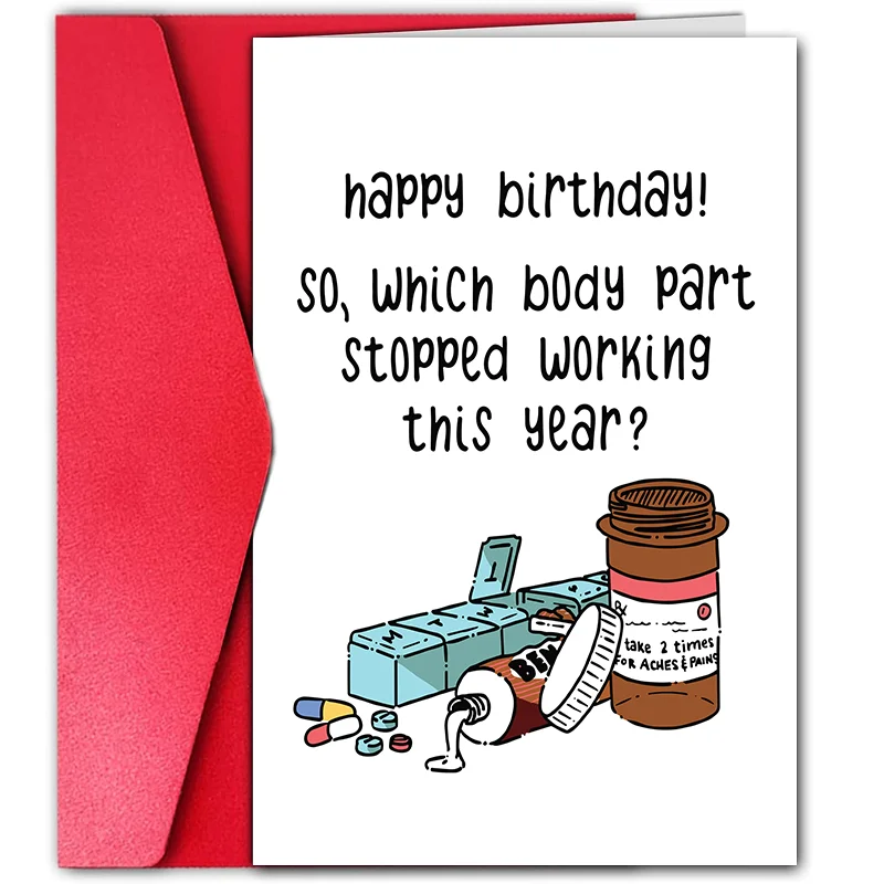 1 pc funny birthday card with funny pill pattern creative greeting card. The perfect gift for family, friends and co-workers.