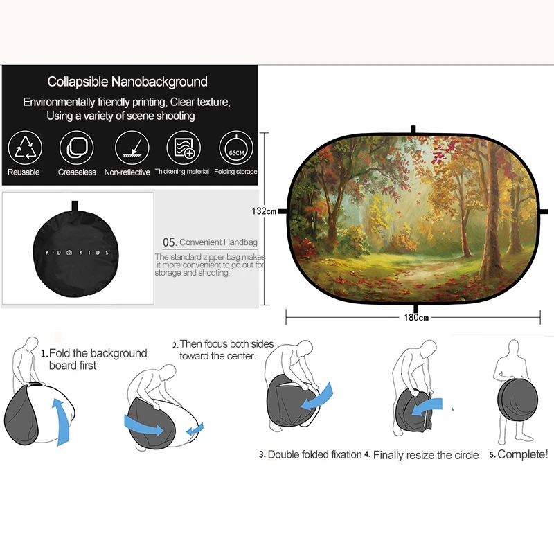 Портативный фон для фотосъемки 180x132 см складной Овальный Nanobackground детский фон для фотосъемки реквизит для фотостудии