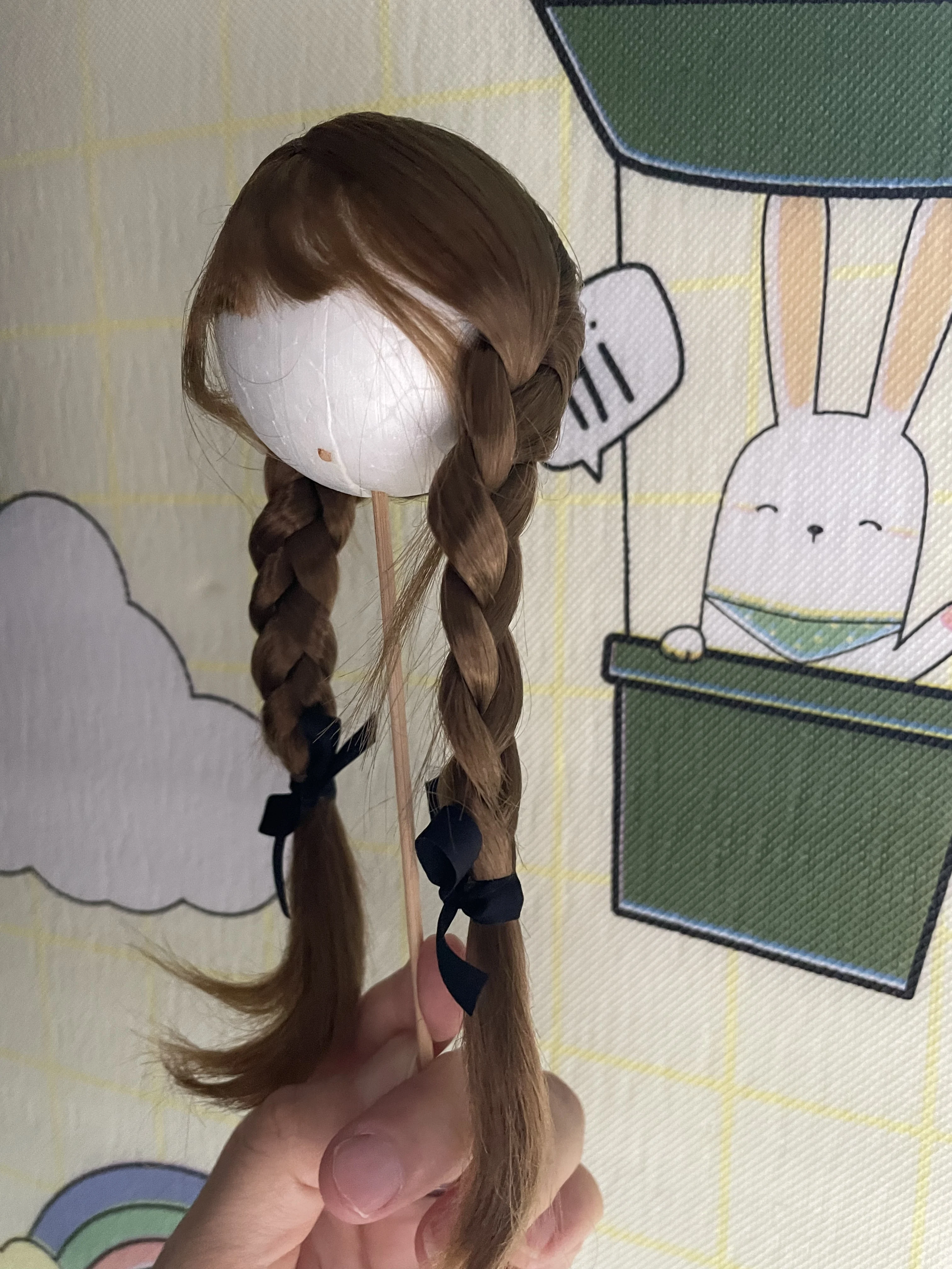 

Парик с твердым корпусом 1/6, волосы куклы BJD, высокотемпературные шелковые двойные косы, волосы, бесплатная доставка