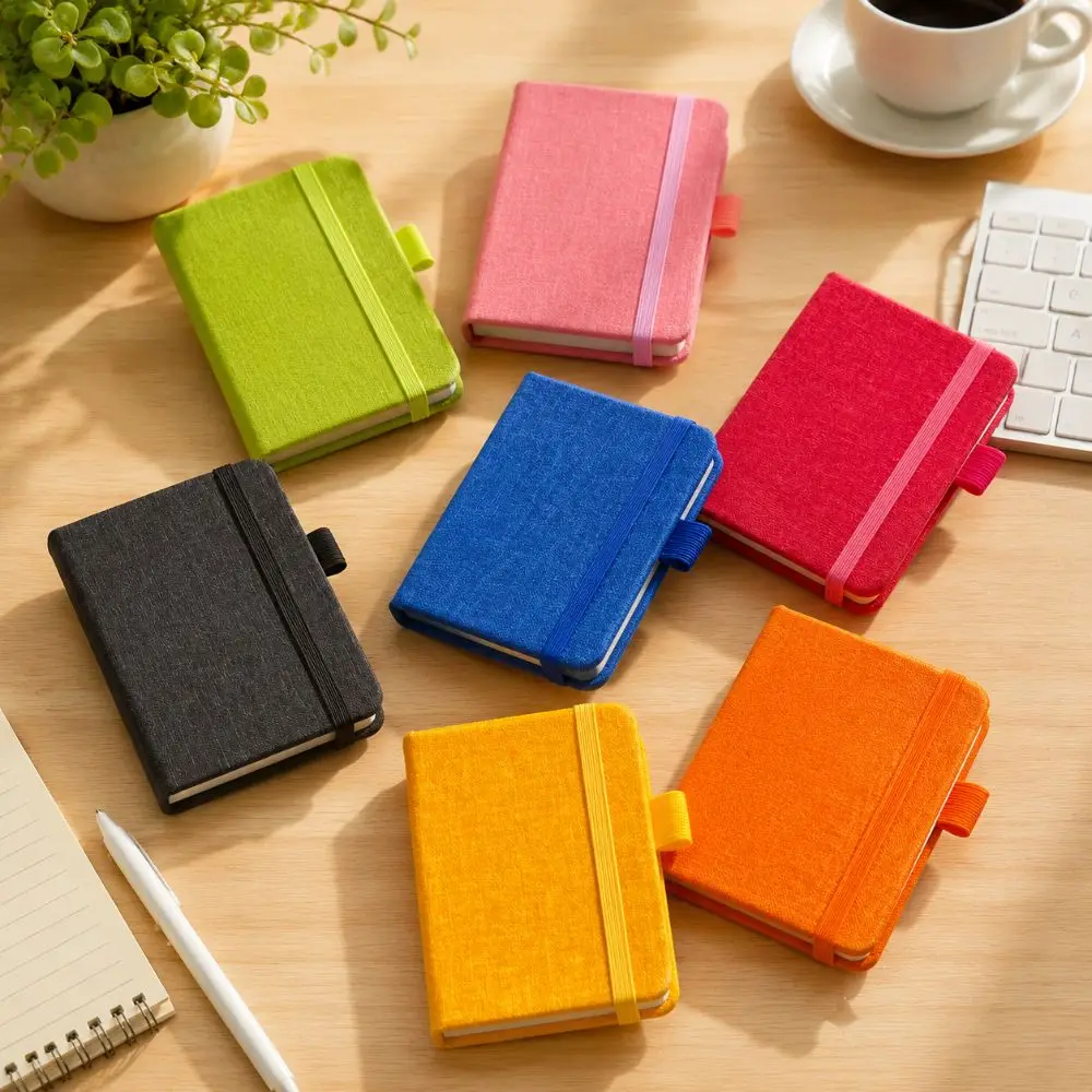 100 Sheets Pocket Notebook A7 Size Square Blank Page Pocket Memo Linen Cloth Grain Thick Paper Tiny Journal Writing Supplies