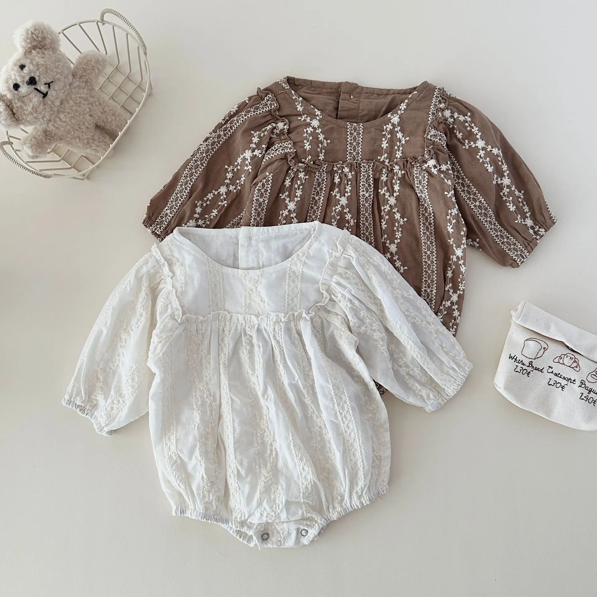 

New Autumn Infant and Toddler Baby girls Embroidered Princess Onesie Climbing Suit Romper