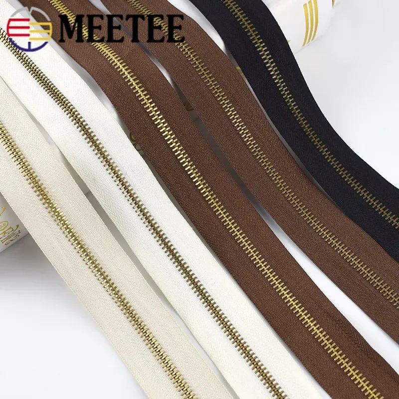 1/2/3/4Meters Meetee 5# Metal Zippers Endless Zips Bag Jacket Clothes Luggage Zipper for Sewing Repair Kits Accessories