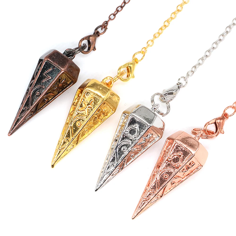 

35x15mm Pendulum for Dowsing Spiritual Divination Metal Plating Copper Reiki Healing Pendule Esoterics Pendulos Necklace Jewelry